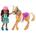 Barbie FRL84 DYL24 Chelsea Puppe (brunette) und Pferd