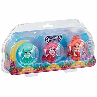 Glimmies 70040201 Aquaria 3 Feen 6cm Minipuppen mit Leuchtfunktion