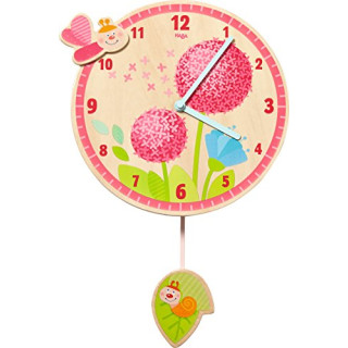 HABA 302507 – Wanduhr Pusteblumentraum, allerliebste Wanduhr für Mädchen, Kinderuhr mit Ø 25cm für die Wand aus Sperrholz, Lernuhr-Funktion dank Zifferblatt mit Minuten, fürs Kinderzimmer