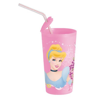 Disney Prinzessinen 734208 - Prinzessinen Becher mit Strohhalmträger
