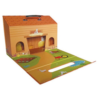 Bieco 04003603 game world suitcase Scene Farm, about 32 x 23 x 10.5 cm, brown