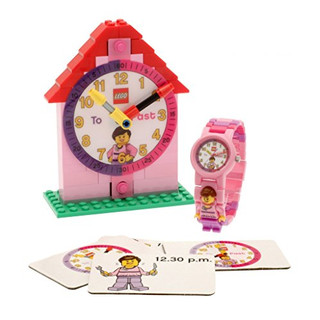 LEGO Time Teacher 9005039 Pink Kids Minifigure Link Buildable Watch, Constructible Clock and Activity Cards | Pink/White | Plastic | 25mm case Diameter | Analogue Quartz | boy Girl | Official
