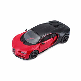 Maisto Bugatti Chiron Sport: Originalgetreues Modellauto 1:24, bewegliche Türen, Fertigmodell, 20 cm, rot-schwarz (531524)