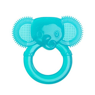 Bright Starts, Elefant Beißring mit Massageborsten, Speziell für Vorderzähne, 100% Silikon, BPA-frei, ohne Naturlatex, Leicht Greifbar, mit Etui zur Aufbewahrung, spülmaschinenfest