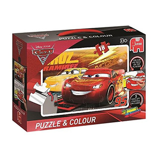 Jumbo Spiele 19616 Disney Cars 3-Puzzle & Colour Medium 18 Teile