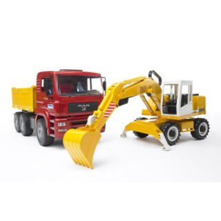 Bruder 02751 - MAN TGA Kipplastwagen mit Liebherr Schaufelbagger
