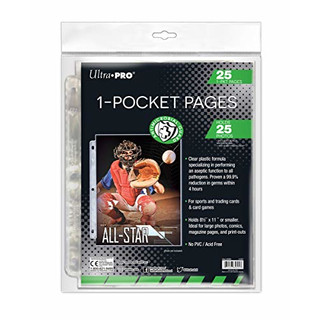 Ultra Pro 1-Pocket Antimicrobial Page with 8-1/2 X 11" Pocket (25 Pages)