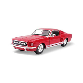 Maisto Ford Mustang GT 1967: Originalgetreues Modellauto 1:24, mit Türen und Motorhaube zum Öffnen, Fertigmodell, rot (531260)