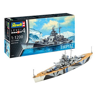 Revell 05822 Spielzeug Modellbausatz, Schiff 1:1200-Tirpitz, Level 4, orginalgetreue Nachbildung mit vielen Details-05822