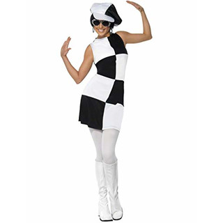 Smiffys Kostüm 80er Jahre Disco für Damen schwarz-Weiss M
