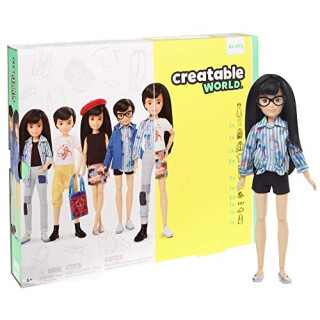 Creatable World GGG54 - Deluxe Charakter Puppen Set, individuell gestaltbare gender neutrale Puppe mit schwarzen, glatten Haaren, Spielzeug ab 6 Jahren