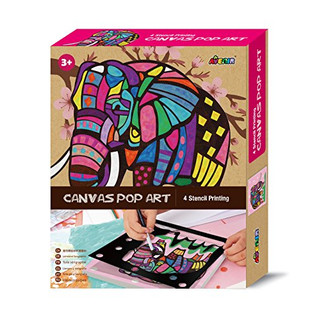 Avenir 01342 Bastelset, Canvas Pop Art Malset, DIY Malerei, Kreativset für Kinder, Motiv Elefant