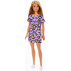 Barbie GHW49 - Chic Puppe im lila Kleid mit Herzprint...