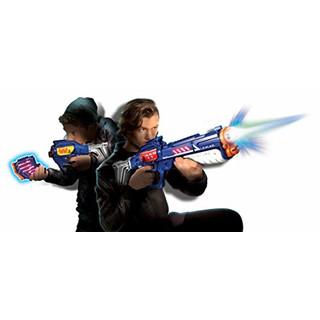 Silverlit Lazer M.A.D. Advance Battle Ops Blasters X Extreme Version + 2 Zielscheiben + 2 Pumpenbürsten + 1 Multischus-Modul, 86872, Rot/Gelb