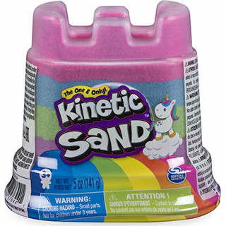 Kinetic Sand Regenbogen-Einhorn Behälter, 141 g magischer Spielsand in vier Farben