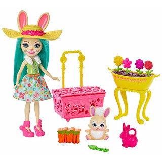 Enchantimals GJX33 - Gartenfreunde Spielset mit Fluffy Bunny Puppe, Tierfreund Mop und Zubehör, Spielzeug ab 4 Jahren