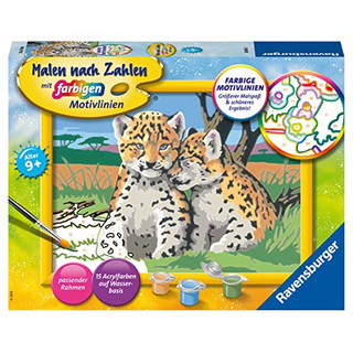Ravensburger Malen nach Zahlen 28486 - Kleine Leoparden - Für Kinder ab 9 Jahren