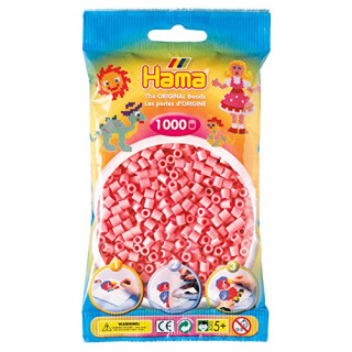 Hama Perlen 207-06 Bügelperlen Beutel mit ca. 1.000 Midi Bastelperlen mit Durchmesser 5 mm in rosa, kreativer Bastelspaß für Groß und Klein