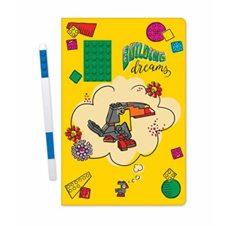 LEGO Stationery Building Dreams Hardcover Notebook with 4x6 Green Brick and Blue Gel Pen Set