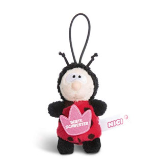 NICI 44859 Anhänger Marienkäfer mit Spruch Beste Schwester 8cm mit Loop, rot/schwarz
