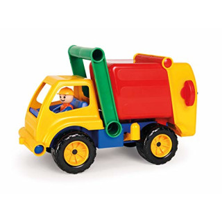 Lena 04356 Aktive Müllwagen LKW, Müllfahrzeug ca. 30 cm, robustes Müllauto mit verriegelbarem Müllbehälter, 1 Mülltonne und beweglicher Spielfigur im Spiele Set, Spielfahrzeug für Kinder ab 2 Jahre