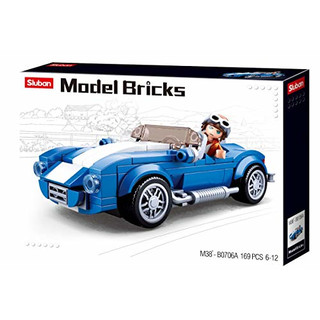 Sluban Klemmbausteine 101380706A SL07142, Sportwagen klassisch (172 Teile) [M38 B0706A], Spielset , Klemmbausteine, Rennauto, mit Spielfigur, Car Club