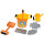 Lena 5440 Happy Sand Spielset, 7 teiliges, Sandspielzeug Set für Kinder ab 2 Jahre, Bauspielset mit Eimer, Sieb, 3 Straßenbau Förmchen, große Sandschaufel und Ölkanne, Orange, Gelb und Grau