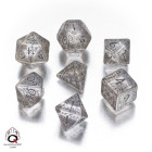 Elvish Translucent & black Dice Set (7)