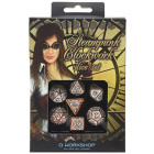 Steampunk Clockwork Caramel & white Dice Set (7)