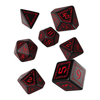 Schwarz-Rot Runen Würfel Set