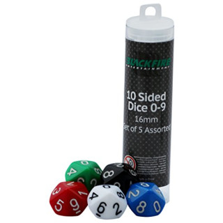 Blackfire Dice - 16mm Assorted D10 Dice 0-9 (5 Dice)