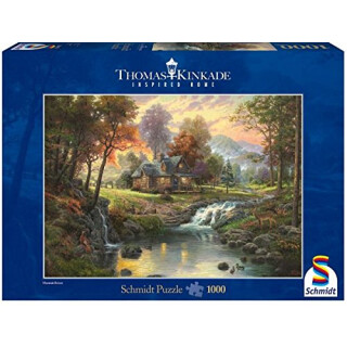 Schmidt 58445 - Thomas Kinkade: Holzhaus am Bach, Puzzle 1000 Teile