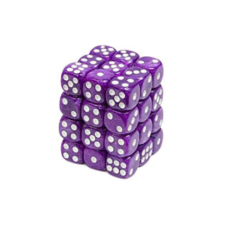 Blackfire Dice Cube ? 12mm D6 36 Dice Set ? Marbled Purple/White