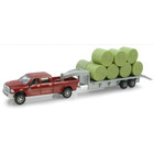 Case Ram Pickup Truck with Trailer and Hay Bales