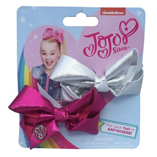 JoJo Siwa 2 Mini Pink Silber Bögen Unterschrift Haar Kleidung Mode-Accessoires