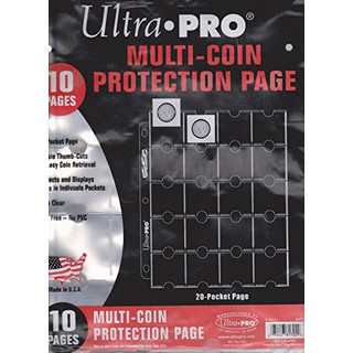 Ultra Pro 20-Pocket Platinum Page for Coins and Tokens (10-pack)