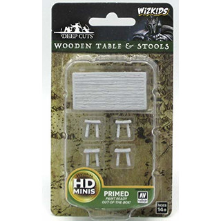 Wizkids Wooden Table & Stools WizKids Deep Cuts Unpainted Miniatures