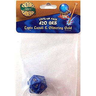 PolyHero Dice: 1d20 Orb - Lapis Lazuli with Glittering Gold