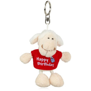 10cmNici 32322 - Schaf weiß T-Shirt Bean Bag Schlüsselanhänger Happy Birthday rot