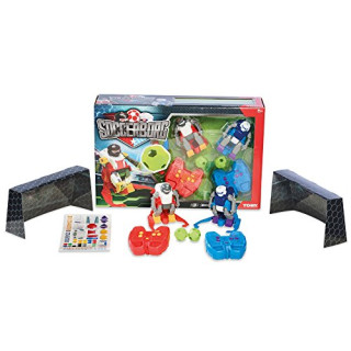 TOMY Soccerborg Roboter Spielzeug für Kinder – Ferngesteuerte Spielzeugroboter ab 6 Jahren – Zwei Fußball Roboter mit Toren, Bällen und Stickern zur Personalisierung