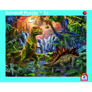 Schmidt Spiele 2er-Set Rahmenpuzzle Giganten der Urzeit und Dinosaurierwelt 24+40 Teile