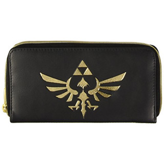 Nintendo Geldbörse (Damen) Gold Zipper, schwarz