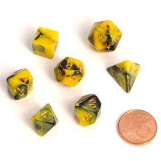 Blackfire Dice - Fairy Dice RPG Set - BiColor Yellow Black (7 Dice)