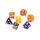 Blackfire Dice - Fairy Dice RPG Set - BiColor Yellow Purple (7 Dice)