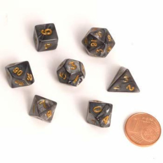 Blackfire Dice - Fairy Dice RPG Set - Marbled Black (7 Dice)