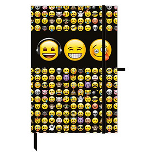 Undercover EMTU0602 - Notizbuch mit Gummizug Emoji, A5, 21 x 14,5 x 1 cm
