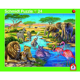 Schmidt Spiele 2er-Set Rahmenpuzzle Afrika und Nordpol 24+40 Teile