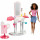 Barbie FJB37 Deluxe-Set Möbel Salon und Puppe (Brünett)