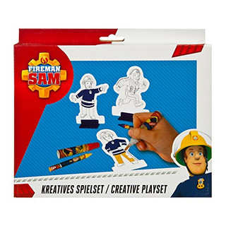 Undercover FSBT4001 - Feuerwehrmann Sam Kreatives Spielset, mit Diorama, Pappaufstellern, Fasermalern, Kreiden und Stickern, 34 teilig