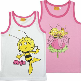 Biene Maja Girls Shirt, 2er Pack, rosa/weiß (110/116)